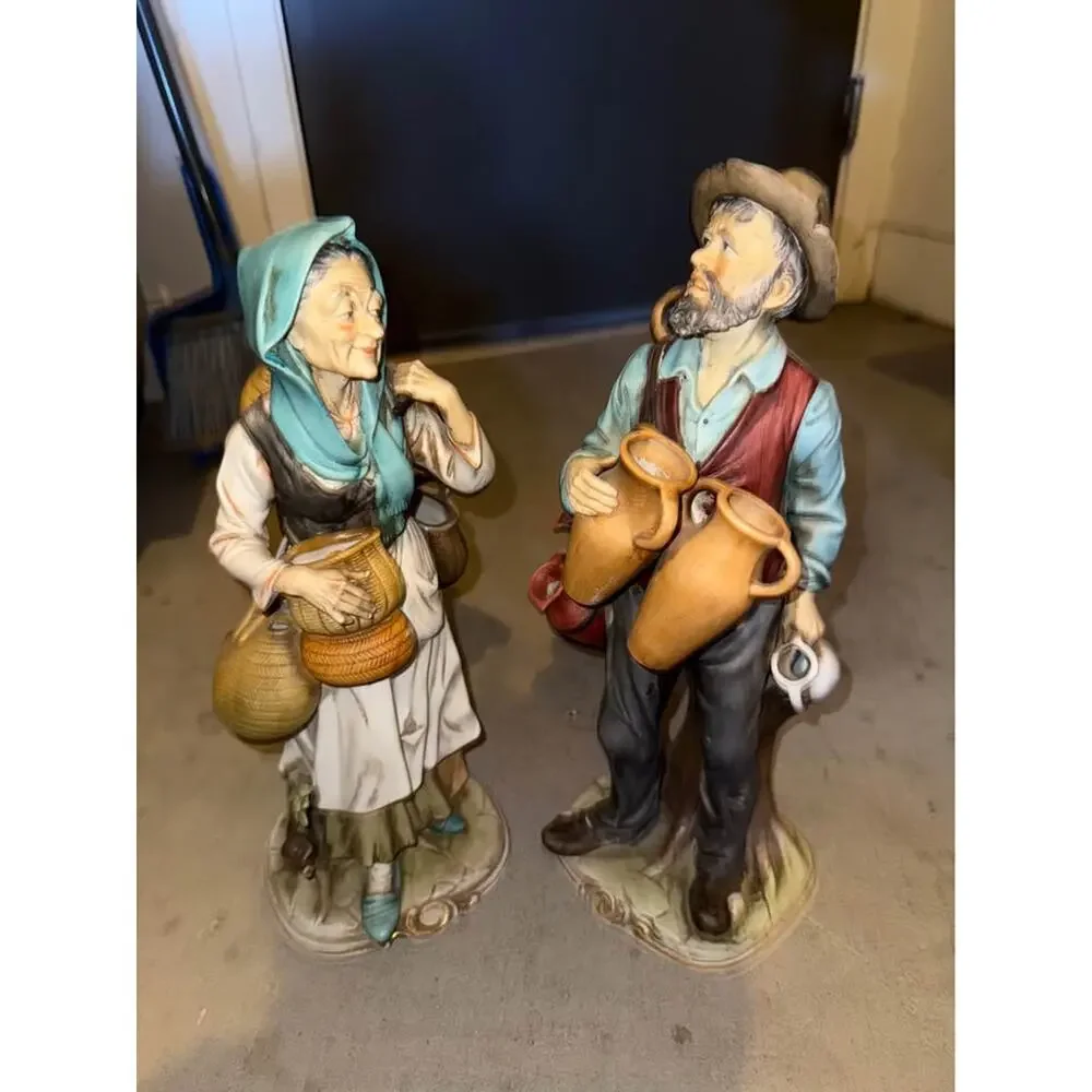 Lenwile Ardalt Japan Village Water/Wine Jugs Man Figurine  Hand Painted 